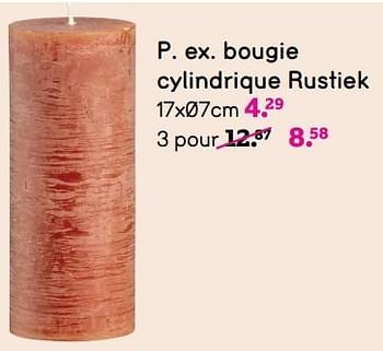 Promoties Bougie cylindrique rustiek - Huismerk - Leen Bakker - Geldig van 06/05/2024 tot 12/05/2024 bij Leen Bakker
