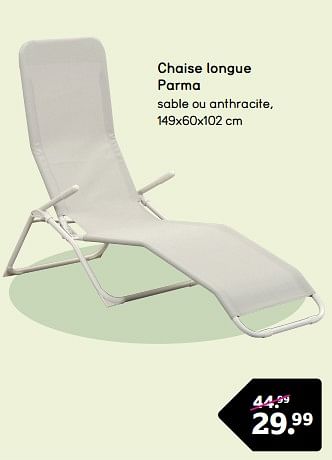 Promotions Chaise longue parma - Produit maison - Leen Bakker - Valide de 06/05/2024 à 12/05/2024 chez Leen Bakker