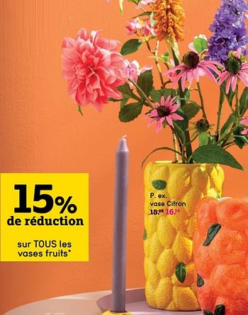 Promoties Vase citron - Huismerk - Leen Bakker - Geldig van 06/05/2024 tot 12/05/2024 bij Leen Bakker