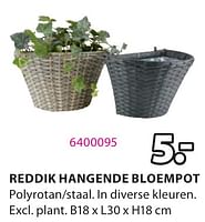 Promoties Reddik hangende bloempot - Huismerk - Jysk - Geldig van 06/05/2024 tot 19/05/2024 bij Jysk