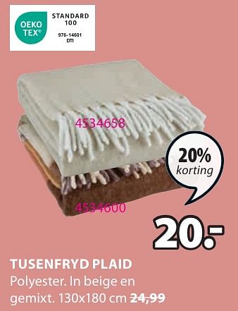 Promotions Tusenfryd plaid - Produit Maison - Jysk - Valide de 06/05/2024 à 19/05/2024 chez Jysk