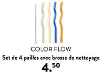 Promotions Color flow set de 4 pailles avec brosse de nettoyage - Produit maison - Casa - Valide de 02/05/2024 à 14/06/2024 chez Casa