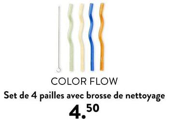 Promotions Color flow set de 4 pailles avec brosse de nettoyage - Produit maison - Casa - Valide de 02/05/2024 à 14/06/2024 chez Casa