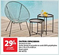 Promotions Fauteuil copacabana - Produit Maison - Auchan Ronq - Valide de 07/05/2024 à 13/05/2024 chez Auchan Ronq