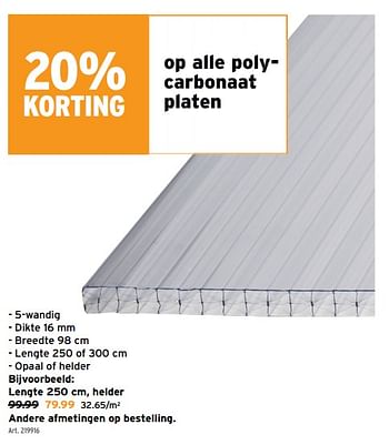 Promoties Polycarbonaat platen - Huismerk - Gamma - Geldig van 08/05/2024 tot 14/05/2024 bij Gamma
