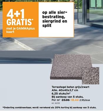 Promotions Terrastegel beton grijs zwart - Produit maison - Gamma - Valide de 08/05/2024 à 14/05/2024 chez Gamma