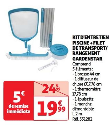 Promoties Kit d`entretien piscine + filet de transport- rangement gardenstar - GardenStar - Geldig van 07/05/2024 tot 13/05/2024 bij Auchan