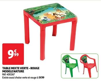 Promoties Table mixte verte - rouge modele nature - Huismerk - Auchan - Geldig van 07/05/2024 tot 13/05/2024 bij Auchan