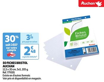 Promoties 50 fiches bristol auchan - Huismerk - Auchan - Geldig van 07/05/2024 tot 13/05/2024 bij Auchan