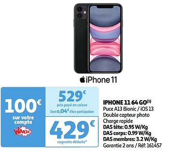 Promoties Apple iphone 11 64 go - Apple - Geldig van 07/05/2024 tot 13/05/2024 bij Auchan