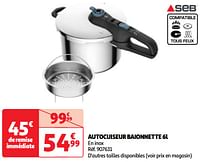 Promoties Autocuiseur baionnette - SEB - Geldig van 07/05/2024 tot 13/05/2024 bij Auchan