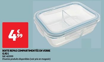 Promoties Boite repas compartimentée en verre - Huismerk - Auchan - Geldig van 07/05/2024 tot 13/05/2024 bij Auchan