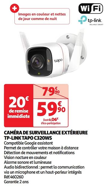Promoties Caméra de surveillance extérieure tp-link tapo c320ws - TP-LINK - Geldig van 07/05/2024 tot 13/05/2024 bij Auchan