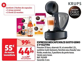 Promoties Krups espresso nescafe dolce gusto genio s yy5177fd - Krups - Geldig van 07/05/2024 tot 13/05/2024 bij Auchan
