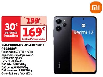 Promotions Smartphone xiaomi redmi 12 4g 256go - Xiaomi - Valide de 07/05/2024 à 13/05/2024 chez Auchan Ronq