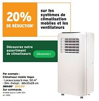 Promotions Climatiseur mobile vegas - Produit maison - Gamma - Valide de 08/05/2024 à 14/05/2024 chez Gamma
