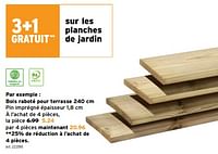Promotions Planches de jardin bois raboté pour terrasse - Produit maison - Gamma - Valide de 08/05/2024 à 14/05/2024 chez Gamma