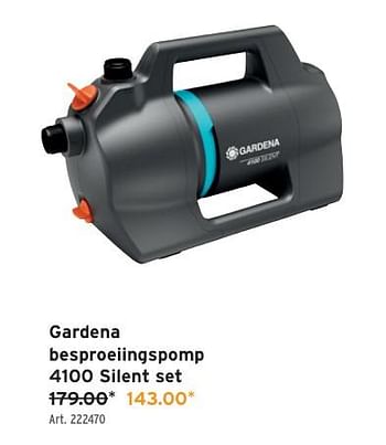 Promoties Gardena besproeiingspomp 4100 silent set - Gardena - Geldig van 08/05/2024 tot 14/05/2024 bij Gamma