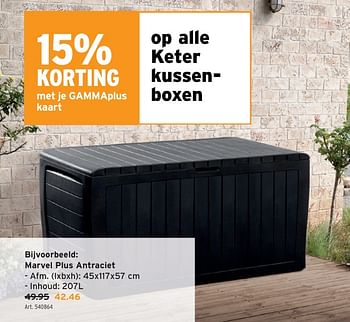Promoties Keter kussenboxen marvel plus antraciet - Keter - Geldig van 08/05/2024 tot 14/05/2024 bij Gamma