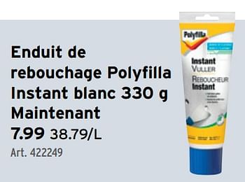Promoties Enduit de rebouchage polyfilla instant blanc maintenant - Polyfilla - Geldig van 08/05/2024 tot 14/05/2024 bij Gamma