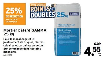 Promotions Mortier bâtard gamma - Produit maison - Gamma - Valide de 08/05/2024 à 14/05/2024 chez Gamma