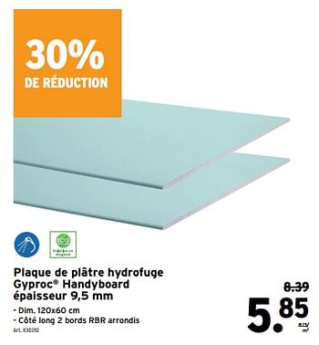 Promoties Plaque de plâtre hydrofuge gyproc handyboard - Gyproc - Geldig van 08/05/2024 tot 14/05/2024 bij Gamma
