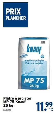 Promoties Plâtre à projeter mp 75 knauf - Knauf - Geldig van 08/05/2024 tot 14/05/2024 bij Gamma
