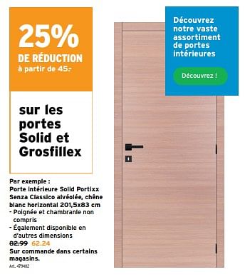 Promoties Porte intérieure solid portixx senza classico alvéolée, chêne blanc horizontal - Solid - Geldig van 08/05/2024 tot 14/05/2024 bij Gamma