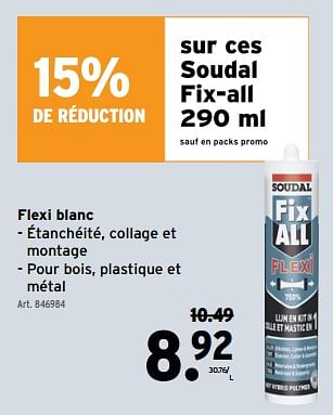 Promoties Soudal fix-all flexi blanc - Soudal - Geldig van 08/05/2024 tot 14/05/2024 bij Gamma