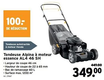 Promoties Tondeuse alpina à moteur essence al4 46 sh - Alpina - Geldig van 08/05/2024 tot 14/05/2024 bij Gamma