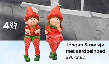Promotions Jongen + meisje met aardbeihoed - Produit Maison - Euroshop - Valide de 03/05/2024 à 09/06/2024 chez Euro Shop