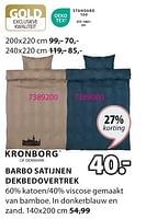 Promoties Barbo satijnen dekbedovertrek - Kronborg - Geldig van 06/05/2024 tot 19/05/2024 bij Jysk
