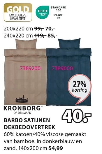 Promotions Barbo satijnen dekbedovertrek - Kronborg - Valide de 06/05/2024 à 19/05/2024 chez Jysk