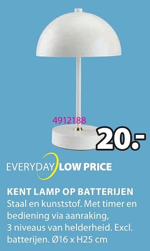 Promotions Kent lamp op batterijen - Produit Maison - Jysk - Valide de 06/05/2024 à 19/05/2024 chez Jysk