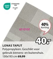 Promoties Lonas tapijt - Huismerk - Jysk - Geldig van 06/05/2024 tot 19/05/2024 bij Jysk