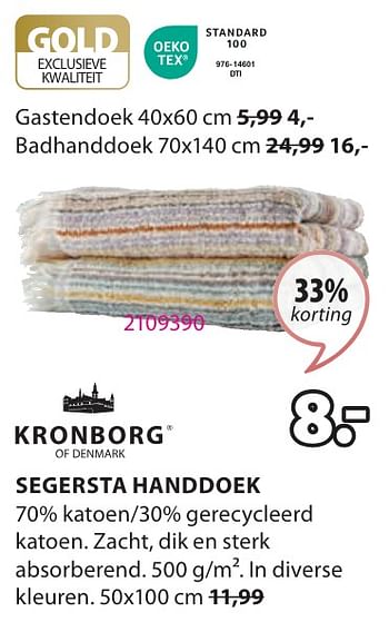 Promotions Segersta handdoek - Kronborg - Valide de 06/05/2024 à 19/05/2024 chez Jysk