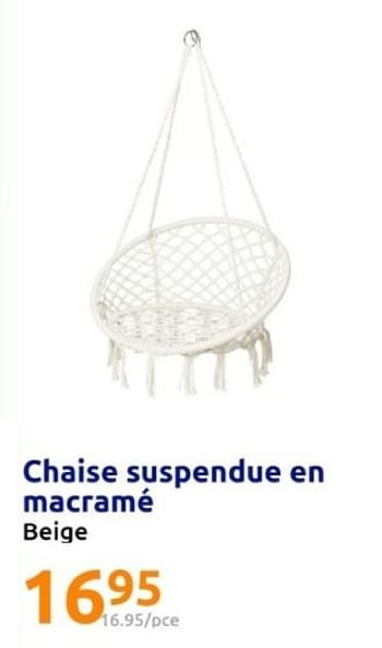 Promoties Chaise suspendue en macramé - Huismerk - Action - Geldig van 08/05/2024 tot 14/05/2024 bij Action