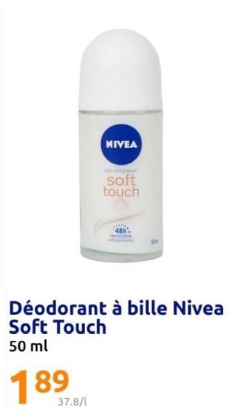 Promoties Deodorant a bille nivea soft touch - Nivea - Geldig van 08/05/2024 tot 14/05/2024 bij Action