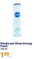 Promotions Déodorant nivea energy fresh - Nivea - Valide de 08/05/2024 à 14/05/2024 chez Action