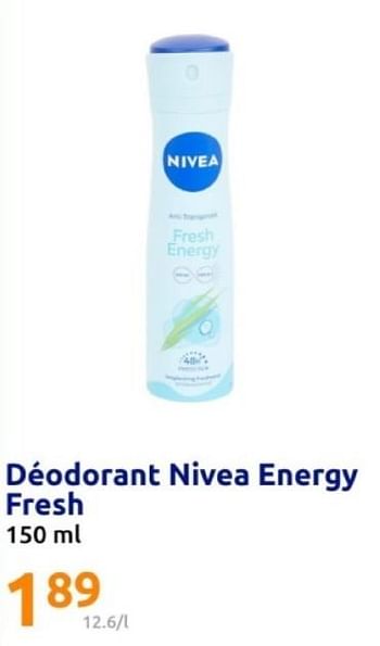 Promoties Déodorant nivea energy fresh - Nivea - Geldig van 08/05/2024 tot 14/05/2024 bij Action