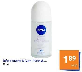 Promoties Déodorant nivea pure - Nivea - Geldig van 08/05/2024 tot 14/05/2024 bij Action