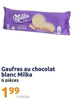 Promotions Gaufres au chocolat blanc milka - Milka - Valide de 08/05/2024 à 14/05/2024 chez Action