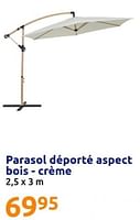 Promotions Parasol déporté aspect bois creme - Produit Maison - Action - Valide de 08/05/2024 à 14/05/2024 chez Action