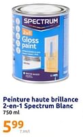 Promotions Peinture haute brillance 2 en 1 spectrum blanc - SPECTRUM - Valide de 08/05/2024 à 14/05/2024 chez Action