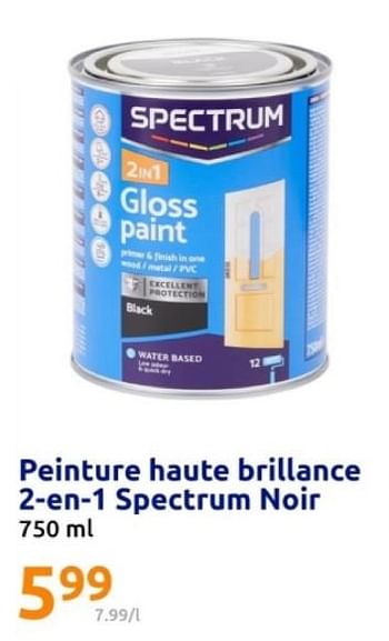 Promoties Peinture haute brillance 2 en 1 spectrum noir - SPECTRUM - Geldig van 08/05/2024 tot 14/05/2024 bij Action