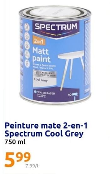 Promotions Peinture mate 2 en 1 spectrum cool grey - SPECTRUM - Valide de 08/05/2024 à 14/05/2024 chez Action