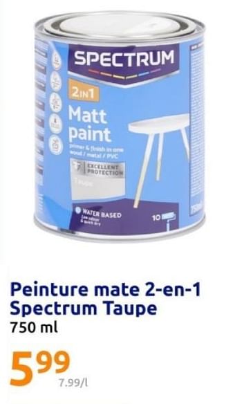 Promoties Peinture mate 2 en 1 spectrum taupe - SPECTRUM - Geldig van 08/05/2024 tot 14/05/2024 bij Action