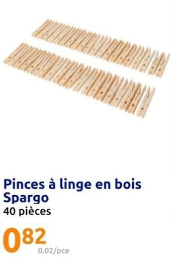 Promoties Pinces a linge en bois spargo - Spargo - Geldig van 08/05/2024 tot 14/05/2024 bij Action