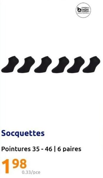 Promotions Socquettes - Produit Maison - Action - Valide de 08/05/2024 à 14/05/2024 chez Action