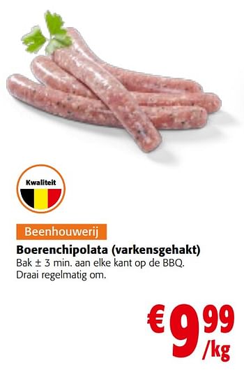 Promotions Boerenchipolata (varkensgehakt) - Produit maison - Colruyt - Valide de 08/05/2024 à 21/05/2024 chez Colruyt
